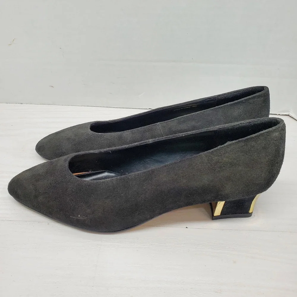 The Touch Of NINA Black Suede Leather Classic Evening Dress Heel‎ Pump Size 6 M